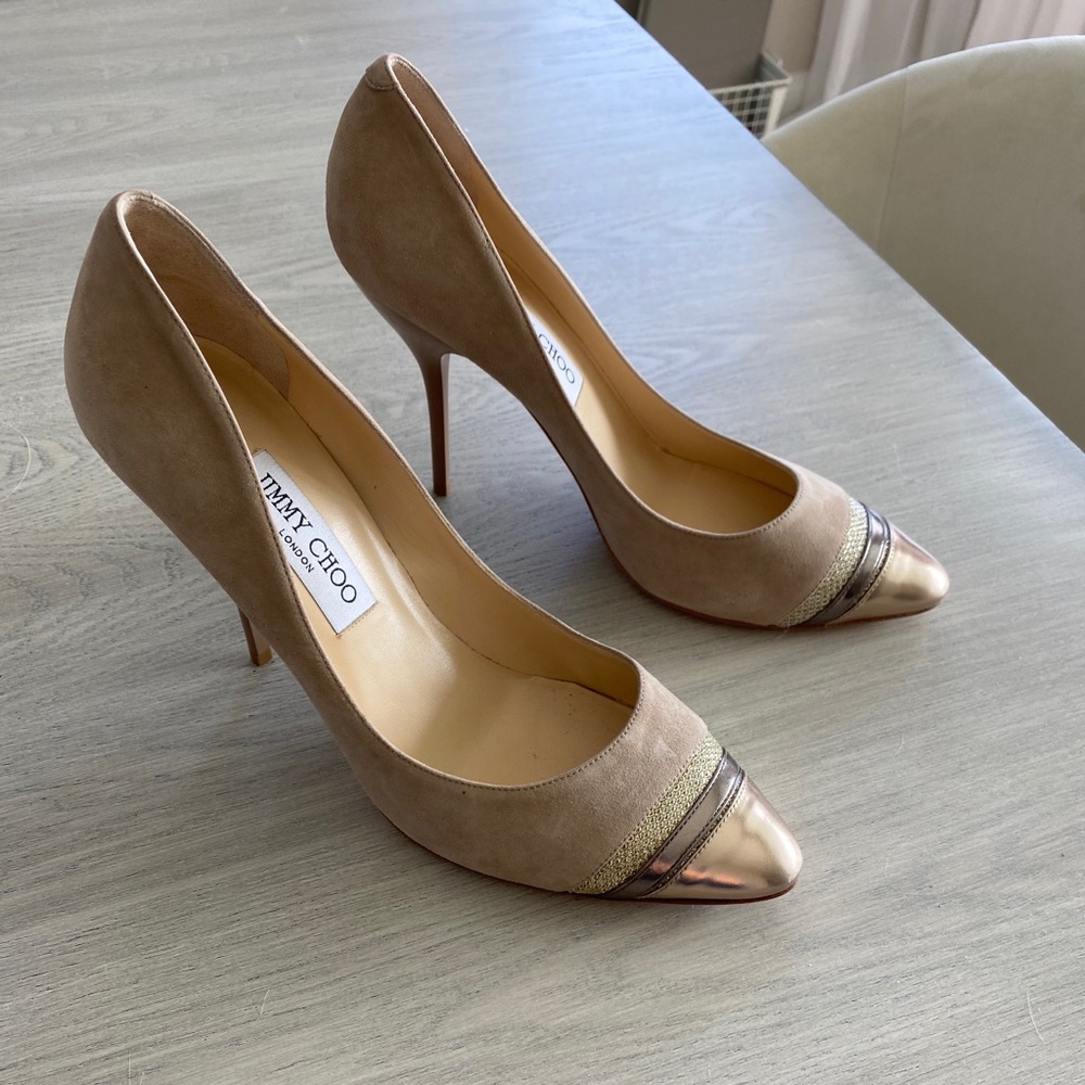 Jimmy choo brown/tan suede pumps never worn 40